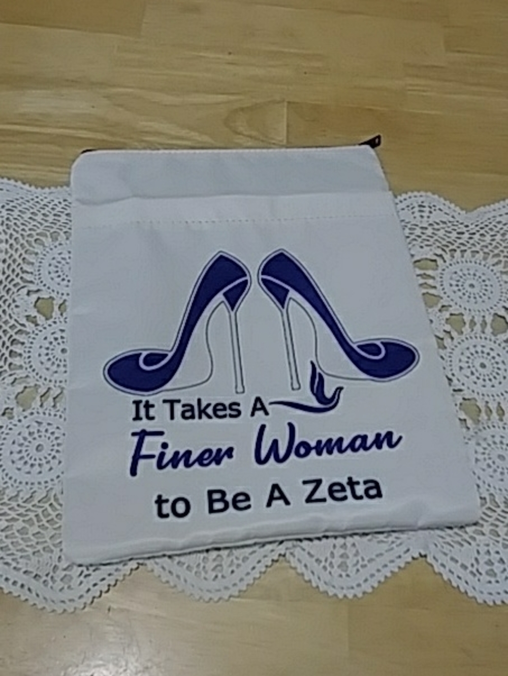Sorority lined cosmetic,  makeup,  toiletry bag Finer Woman, Zeta